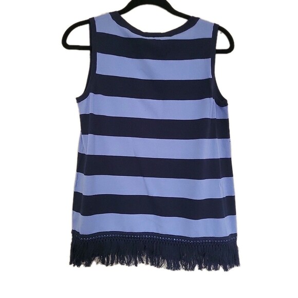 NWT STS Sail To Sable Blue/Navy Striped Fringe Nautical Tank Top Size S Shirt - Picture 2 of 10